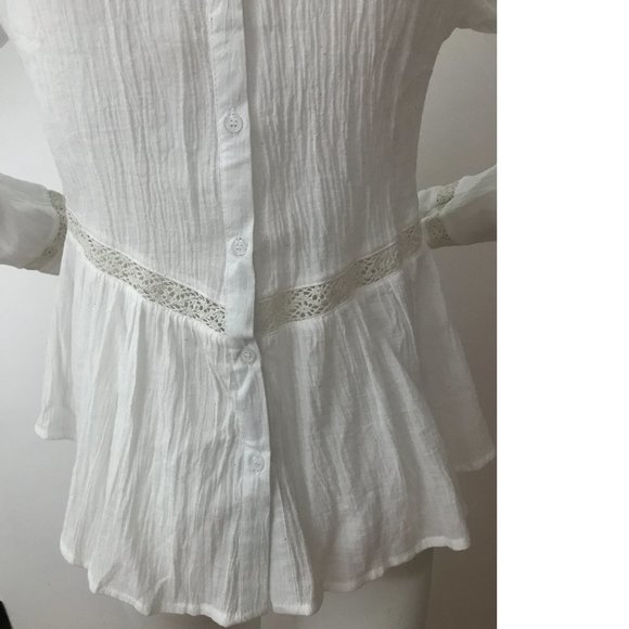 BBWM Woman Crepe Embroidery Crochet Top Blouse Folk Polish Ukrainian Zara Copy - Picture 7 of 9